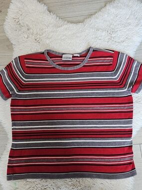 Liz Claiborne T-shirt Villager Petite Vintage à Rayures Multicolores - M